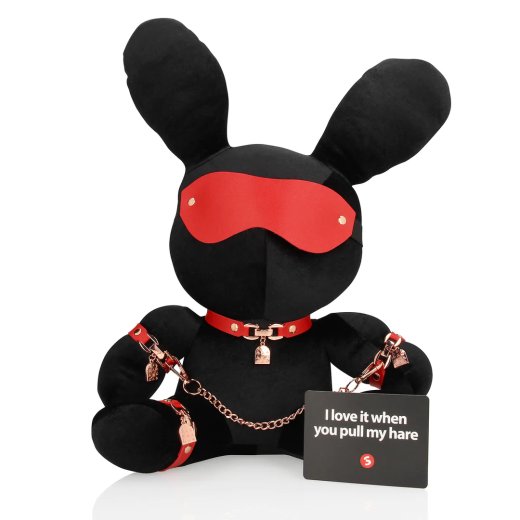 S-LINE Bondage Hase aus Plüsch Schwarz/Rot