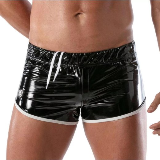 TOF Vinyl Fetish Shorts Schwarz/Weiss