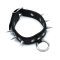 KIOTOS Halsband mit Metallspikes und O-Ring Leder Schwarz
