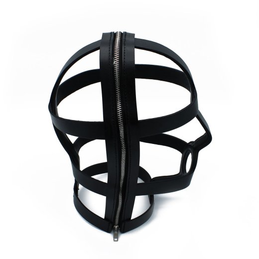 KIOTOS Head Cage mit Reissverschluss Leder Schwarz