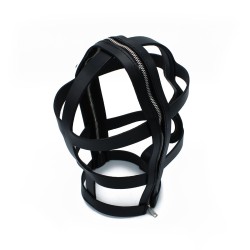 KIOTOS Head Cage mit Reissverschluss Leder Schwarz