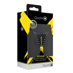 OUCH PU Leather Chastity Thong One Size Schwarz