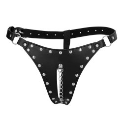 OUCH PU Leather Chastity Thong One Size Schwarz