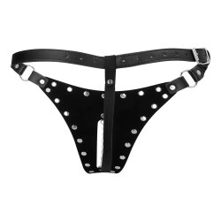OUCH PU Leather Chastity Thong One Size Schwarz