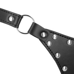 OUCH PU Leather Chastity Thong One Size Schwarz