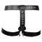 OUCH PU Leather Female Chastity Belt with Leg Restraint Schwarz