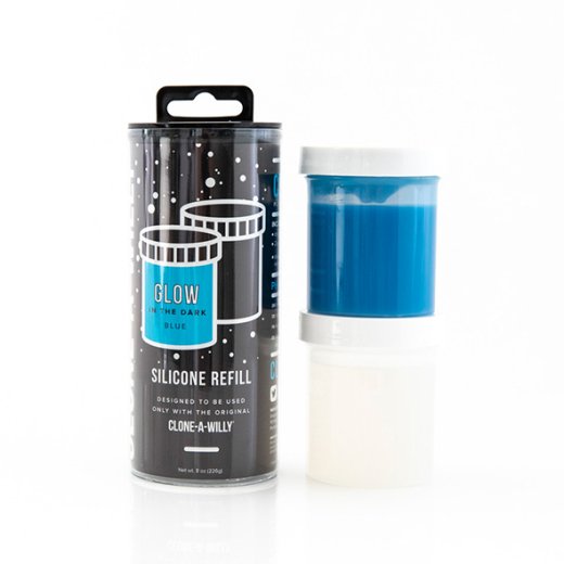 CLONE-A-WILLY Silicone Refill Glow in the Dark Dunkelblau