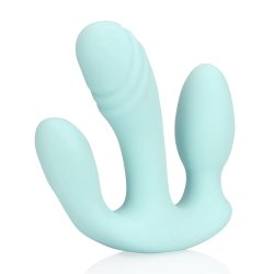 LOVELINE Three-In-One Liquid Silicone Vibrator Hellblau