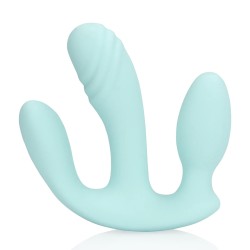 LOVELINE Three-In-One Liquid Silicone Vibrator Hellblau