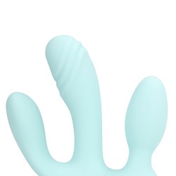 LOVELINE Three-In-One Liquid Silicone Vibrator Hellblau