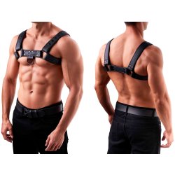 SAXOS Soft Leder Brust Harness Schwarz