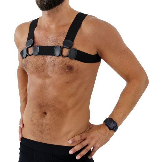 SAXOS PVC Brust Harness Schwarz