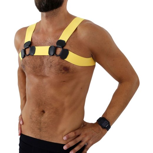 SAXOS PVC Brust Harness Gelb