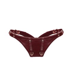 LIEBE SEELE Wine Red: Forced Orgasm Wand Massager Harness Belt aus Leder Weinrot