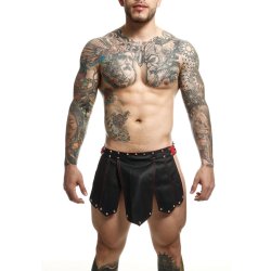 MALE BASICS Dngeons Leather Skirt Schwarz/Rot One Size