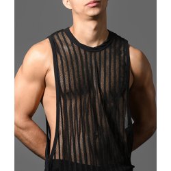 ANDREW CHRISTIAN Mesh Motion Gym Tank Schwarz