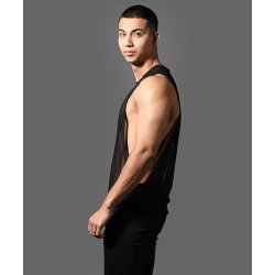 ANDREW CHRISTIAN Mesh Motion Gym Tank Schwarz