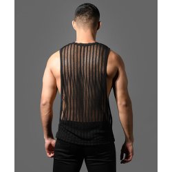 ANDREW CHRISTIAN Mesh Motion Gym Tank Schwarz
