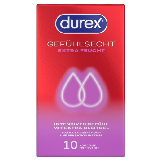 DUREX Gefühlsecht Extra-Feucht 10 Stk. Reguläre Passform