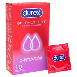 DUREX Gefühlsecht Extra-Feucht 10 Stk. Reguläre Passform