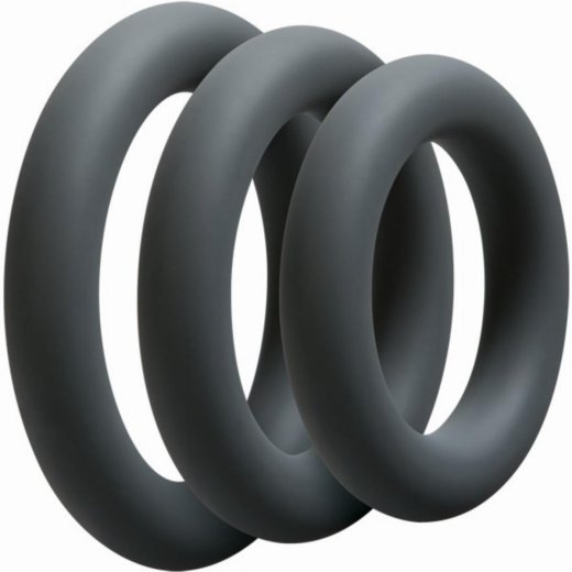 DOC JOHNSON OptiMALE Thick C-Ring Set aus Silikon Grau