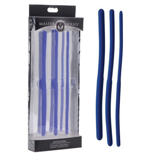 MASTER SERIES Invasion Silicone Urethral Sound Trainer Set Blau