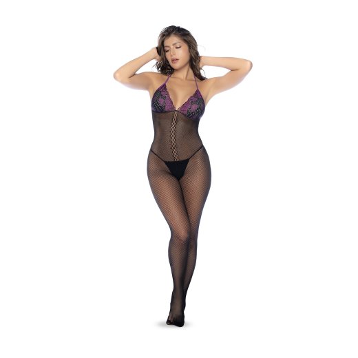 MAPALÉ Whispered Lace Fishnet Bodystocking Schwarz One Size
