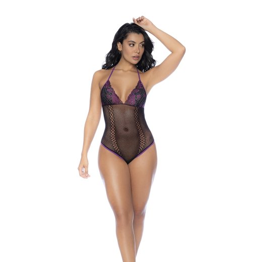 MAPALÉ Whispered Lace Fishnet Bodysuit Schwarz One Size