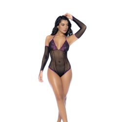 MAPALÉ Whispered Lace Fishnet Bodysuit Schwarz One Size