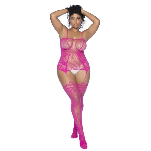 MAPALÉ Aria Fishnet Bodystocking Pink One Size+