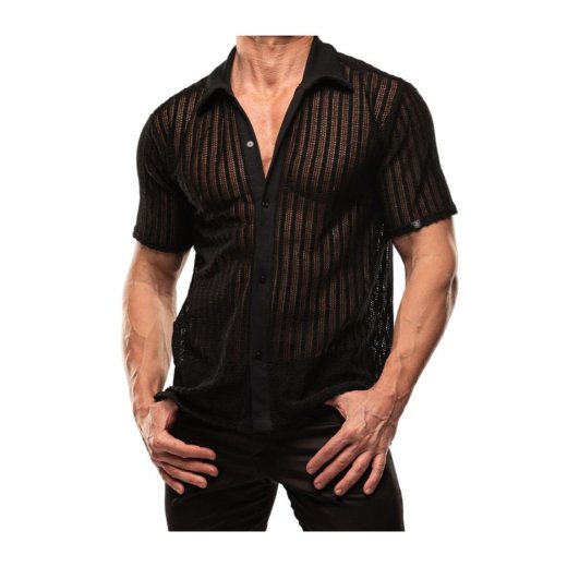 TOF Sheer Mykonos Shirt Schwarz