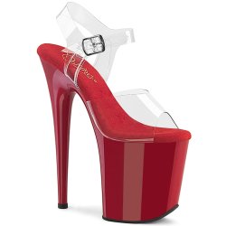PLEASER Plateau High Heels Flamingo Rot/Transparent