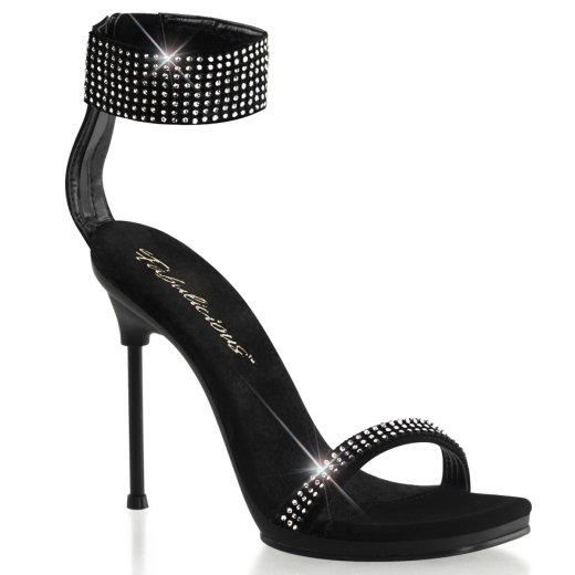 PLEASER Chic High Heels mit Kunststeinen Schwarz