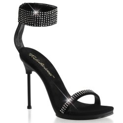 PLEASER Chic High Heels mit Kunststeinen Schwarz
