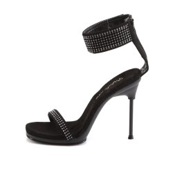 PLEASER Chic High Heels mit Kunststeinen Schwarz