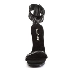 PLEASER Chic High Heels mit Kunststeinen Schwarz