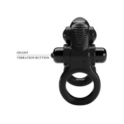 PRETTY LOVE Passionate Penisring mit Vibration & Zungenstimulation Schwarz