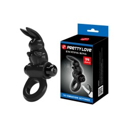 PRETTY LOVE Exciting Rabbit Penisring mit Vibration Schwarz
