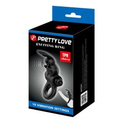 PRETTY LOVE Exciting Rabbit Penisring mit Vibration Schwarz