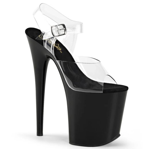 PLEASER Plateau High Heels Flamingo Matt Schwarz/Transparent