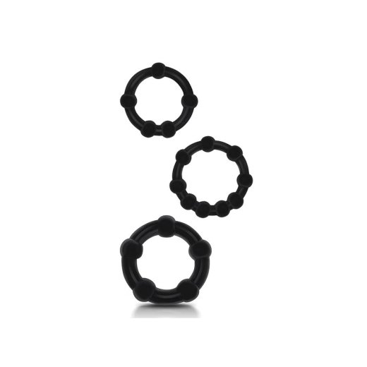BEAST RINGS Flexible Beaded Cock Ring 3er-Set Schwarz