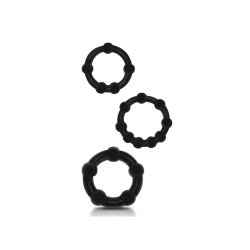 BEAST RINGS Flexible Beaded Cock Ring 3er-Set Schwarz