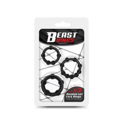 BEAST RINGS Flexible Beaded Cock Ring 3er-Set Schwarz
