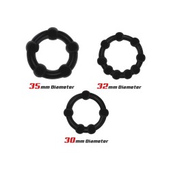 BEAST RINGS Flexible Beaded Cock Ring 3er-Set Schwarz