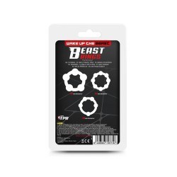 BEAST RINGS Flexible Beaded Cock Ring 3er-Set Schwarz