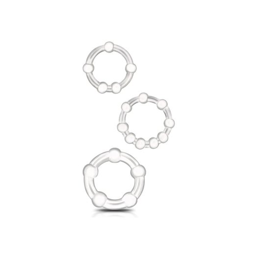 BEAST RINGS Flexible Beaded Cock Ring 3er-Set Transparent