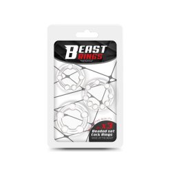 BEAST RINGS Flexible Beaded Cock Ring 3er-Set Transparent