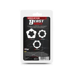 BEAST RINGS Flexible Beaded Cock Ring 3er-Set Transparent