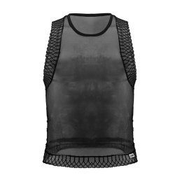 CANDYMAN Transparent Mesh Tank Top Bastet Schwarz