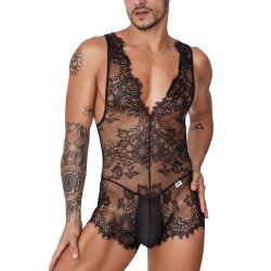 CANDYMAN Bodysuit mit Spitze Rückenfrei Schwarz